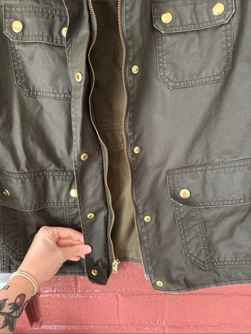 J. Crew Downtown Field Olive Utility Jacket with Gold-Tone Hardware Medium